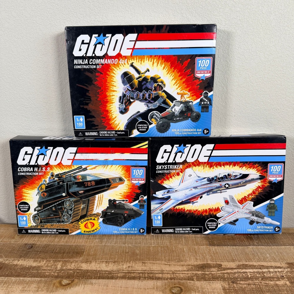 Lot 3 GI Joe Construction Set Skystriker Ninka Commado 4x4 Cobra HISS 788 Tank